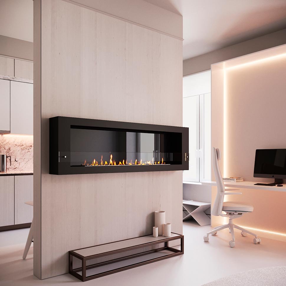 Биокамин SteelHeat WALL LONG 1800 черный 