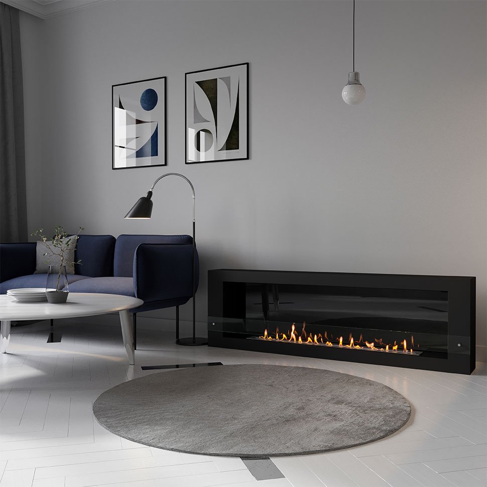 Биокамин SteelHeat WALL LONG 1800 черный 