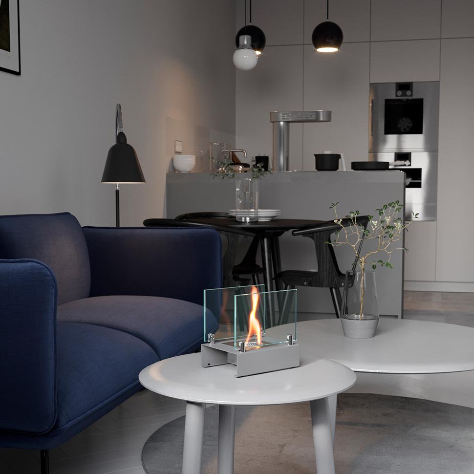 Настольный биокамин SteelHeat ALBA серый 