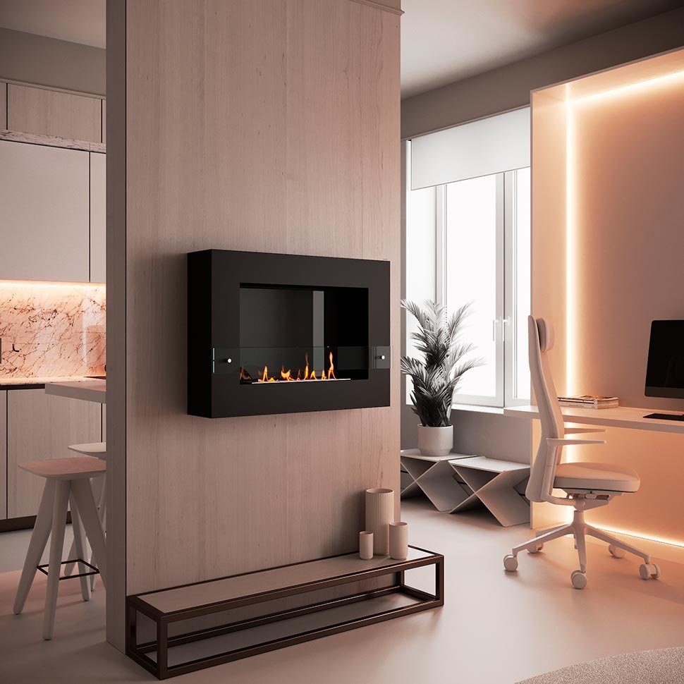 Биокамин SteelHeat WALL GRAND 900 черный 