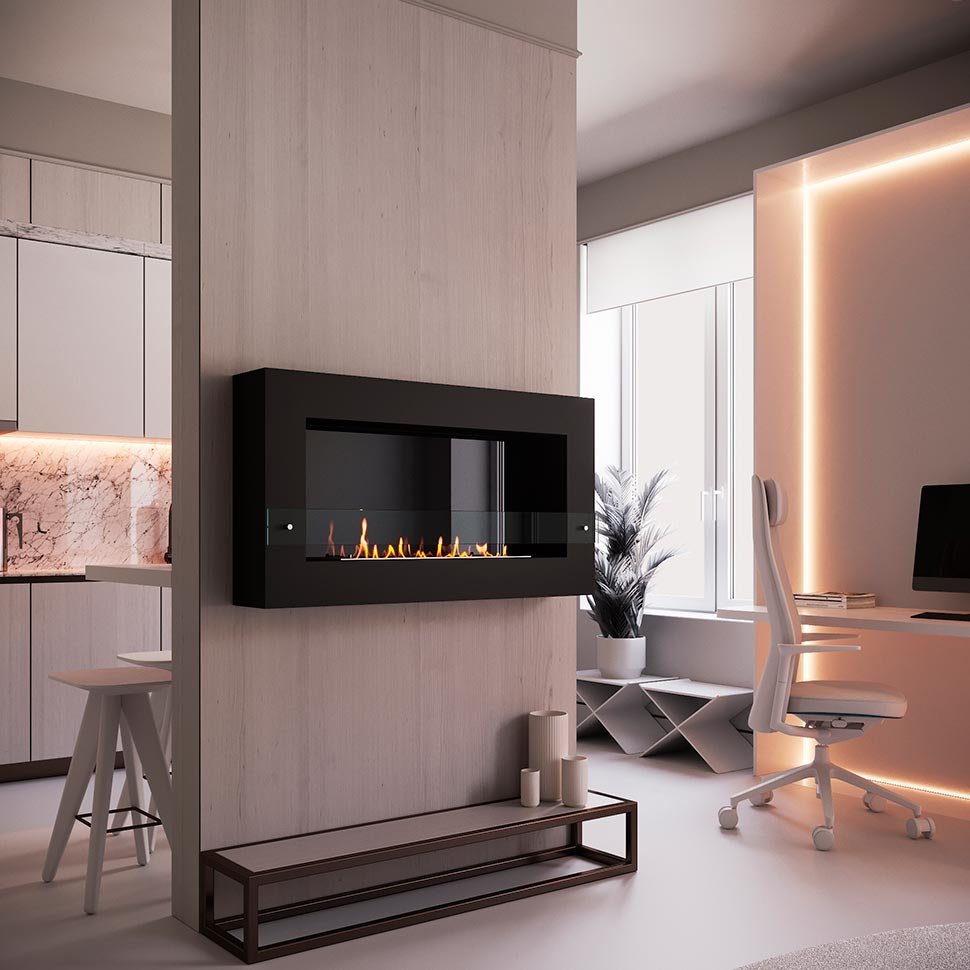 Биокамин SteelHeat WALL GRAND 1200 черный 