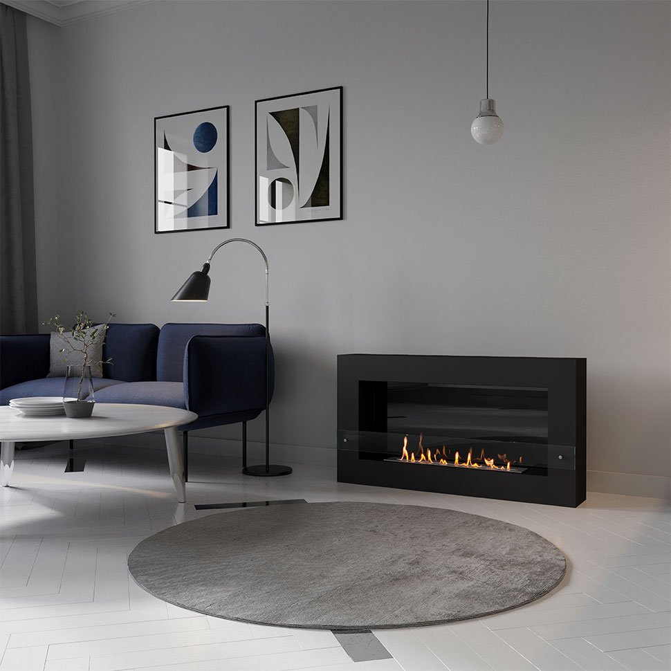 Биокамин SteelHeat WALL GRAND 1200 черный 