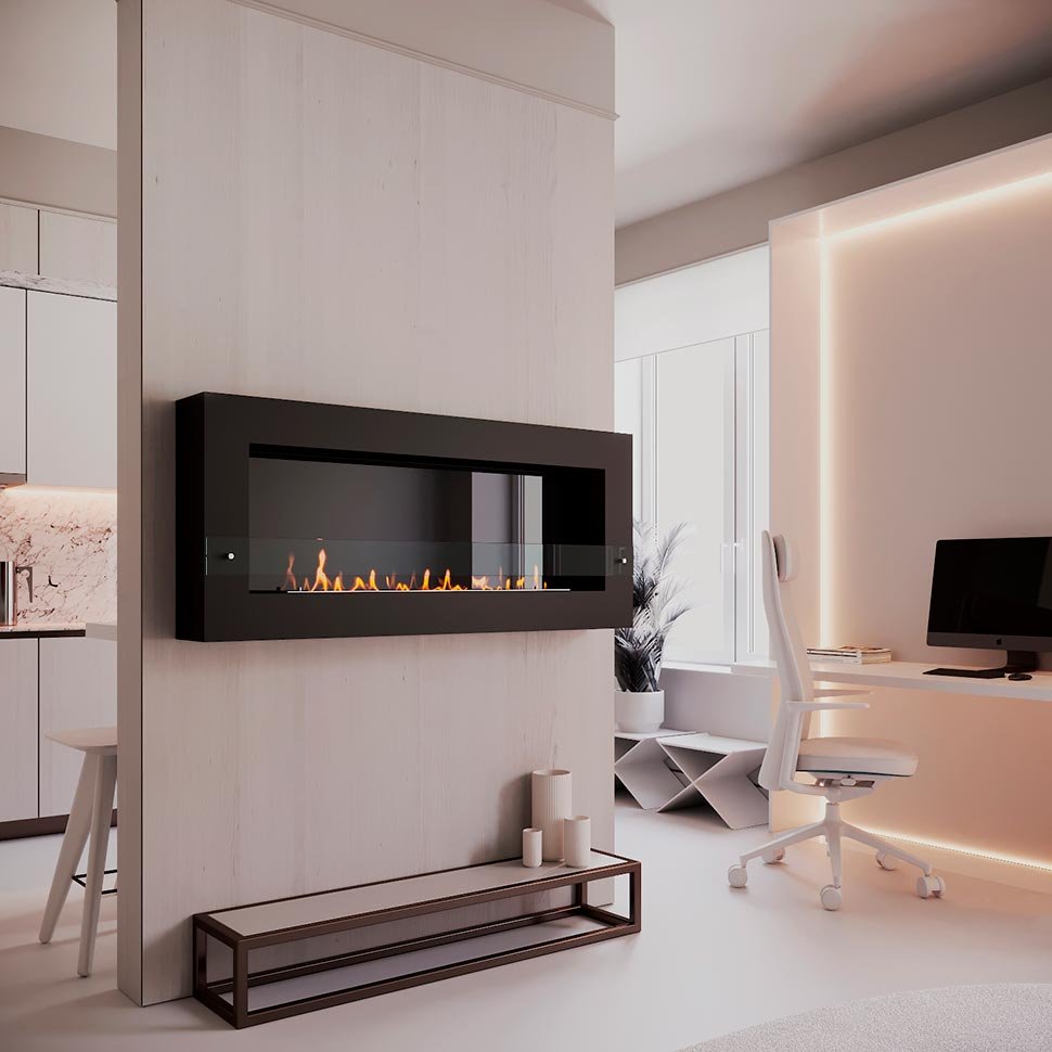 Биокамин SteelHeat WALL GRAND 1500 черный 