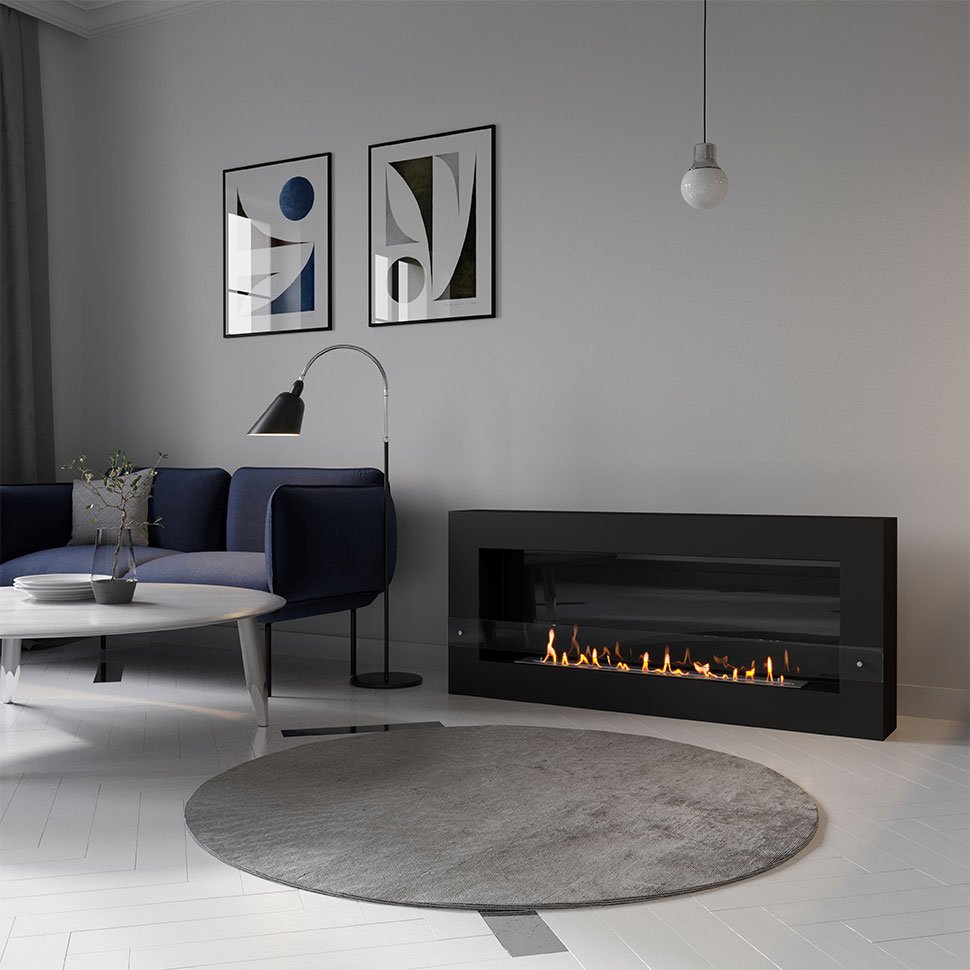 Биокамин SteelHeat WALL GRAND 1500 черный 