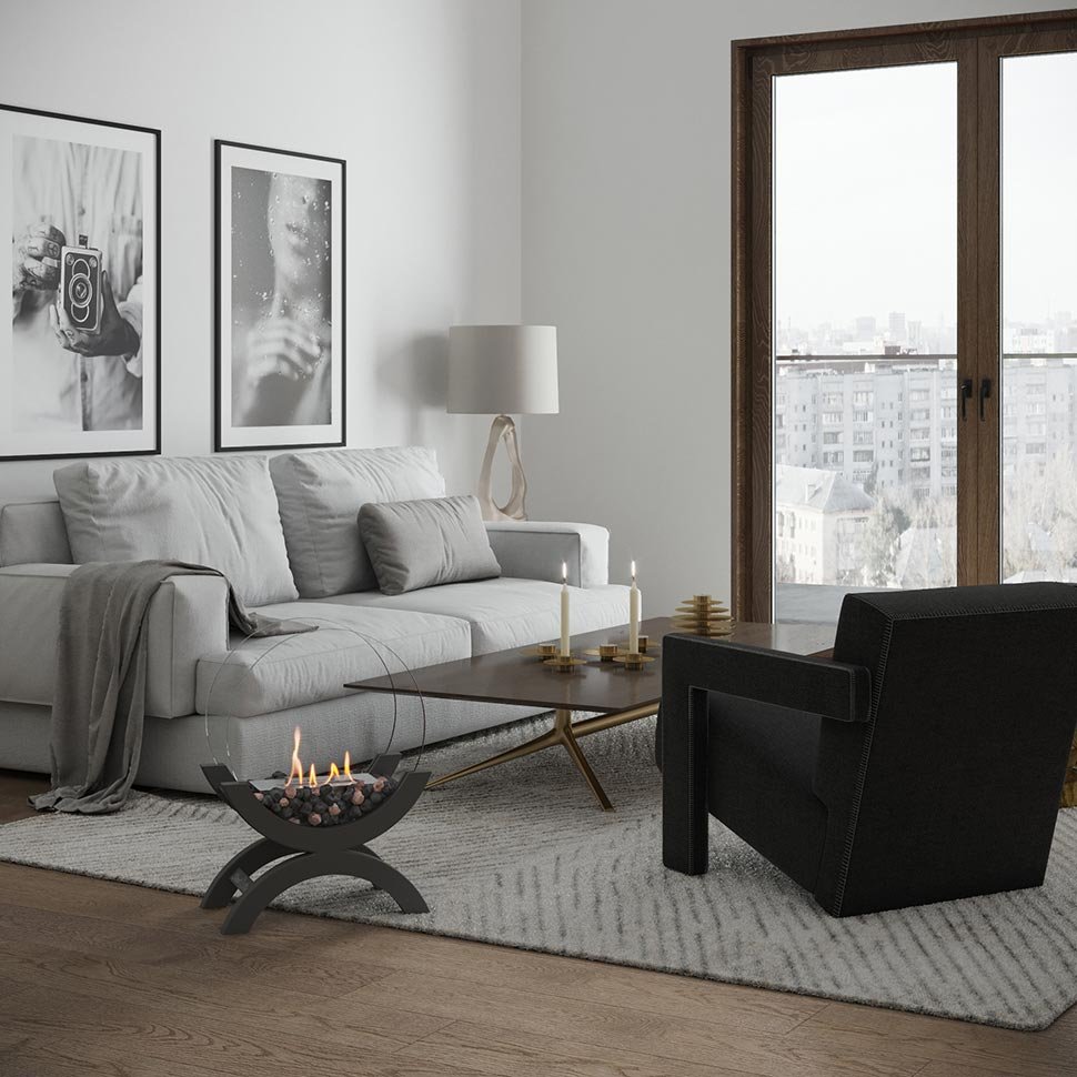 Биокамин напольный SteelHeat WOOD 400 серый 