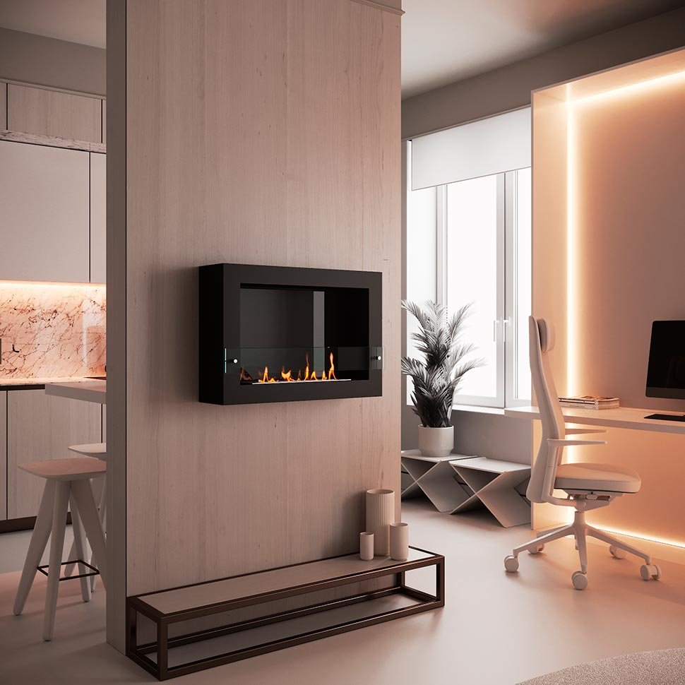 Биокамин SteelHeat WALL ONE 800 черный 