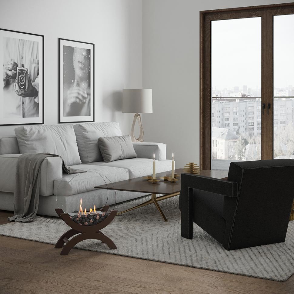 Биокамин напольный SteelHeat WOOD 400 коричневый