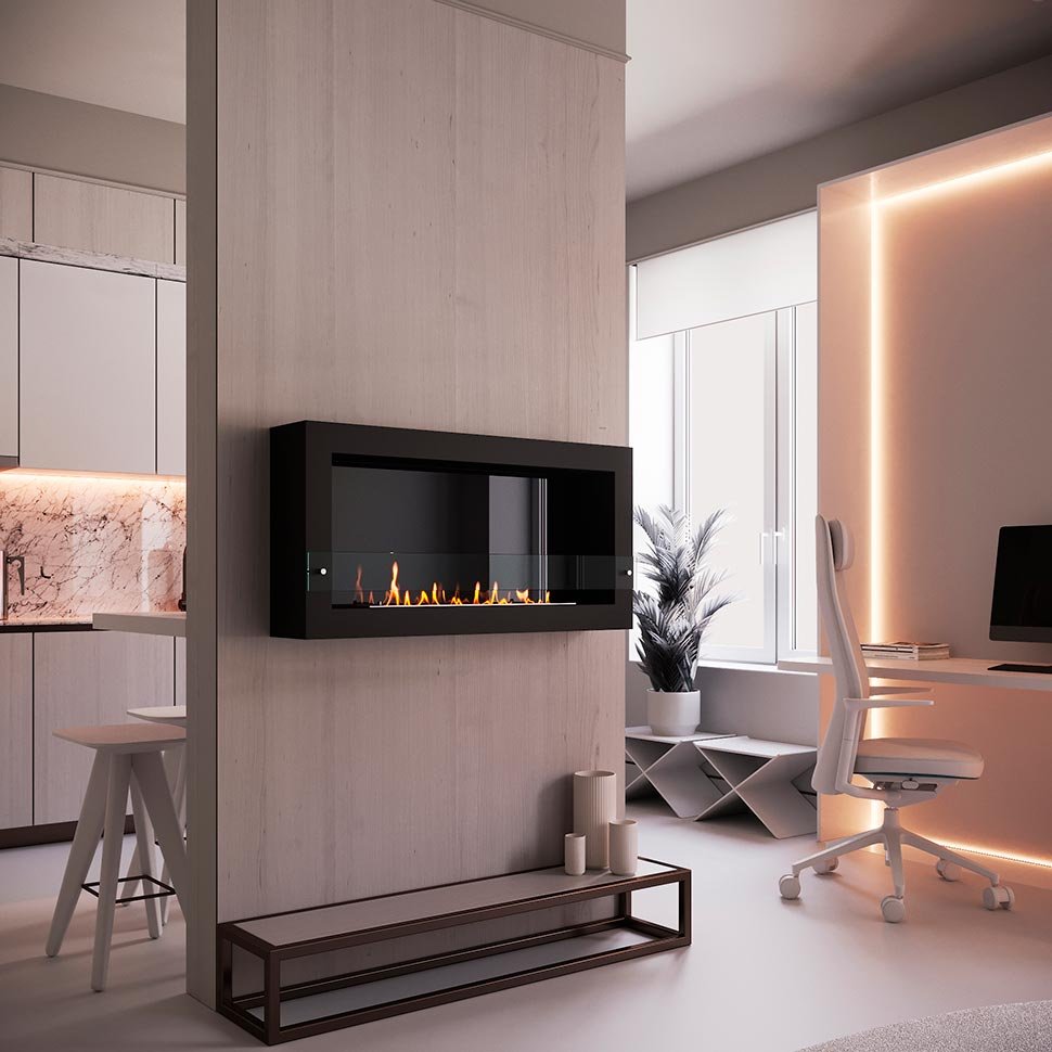 Биокамин SteelHeat WALL ONE 1100 черный 