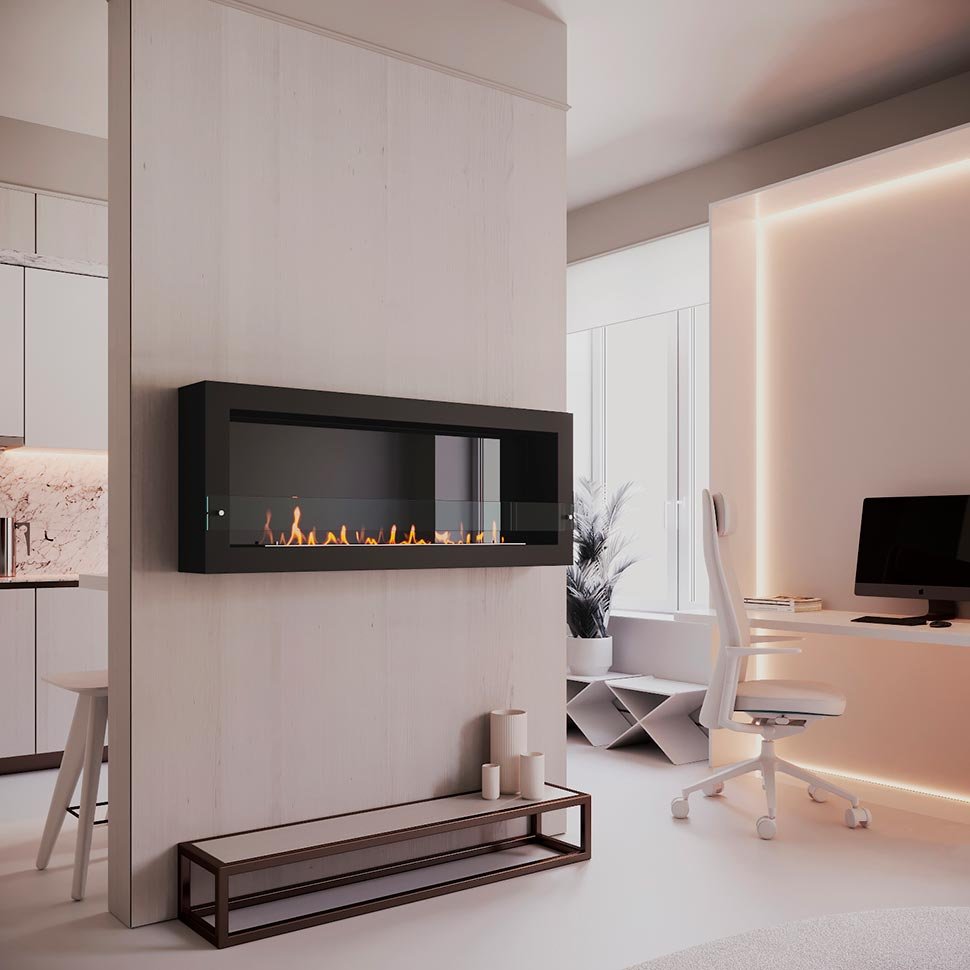 Биокамин SteelHeat WALL ONE 1400 черный 