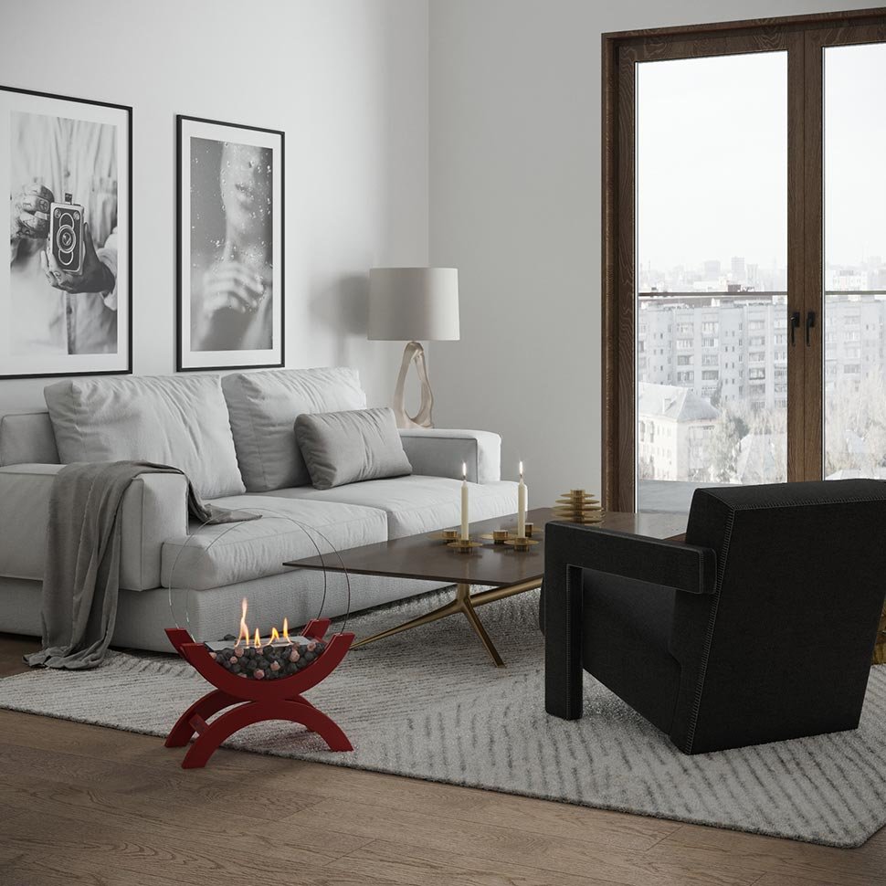 Биокамин напольный SteelHeat WOOD 400 красный 