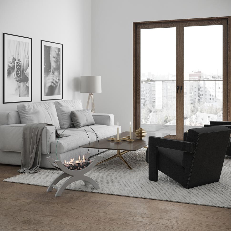 Биокамин напольный SteelHeat WOOD 500 белый