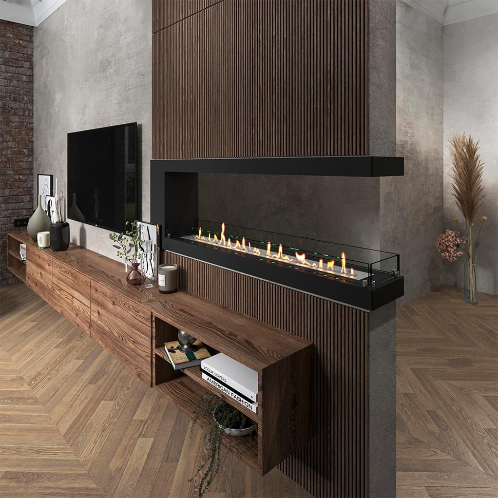 Биокамин торцевой SteelHeat LONG 1500 