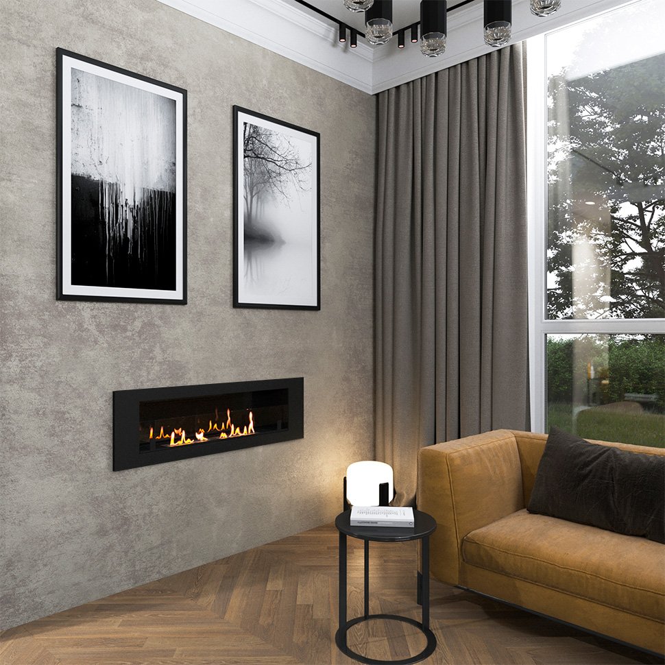 Биокамин встраиваемый SteelHeat LONG 1200 LITE Small 