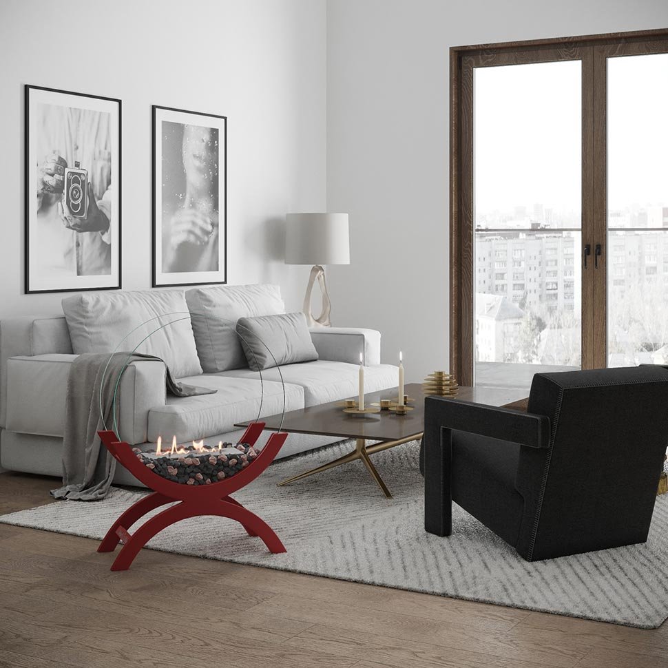 Биокамин напольный SteelHeat WOOD 600 красный 