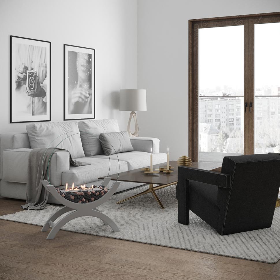 Биокамин напольный SteelHeat WOOD 600 белый 