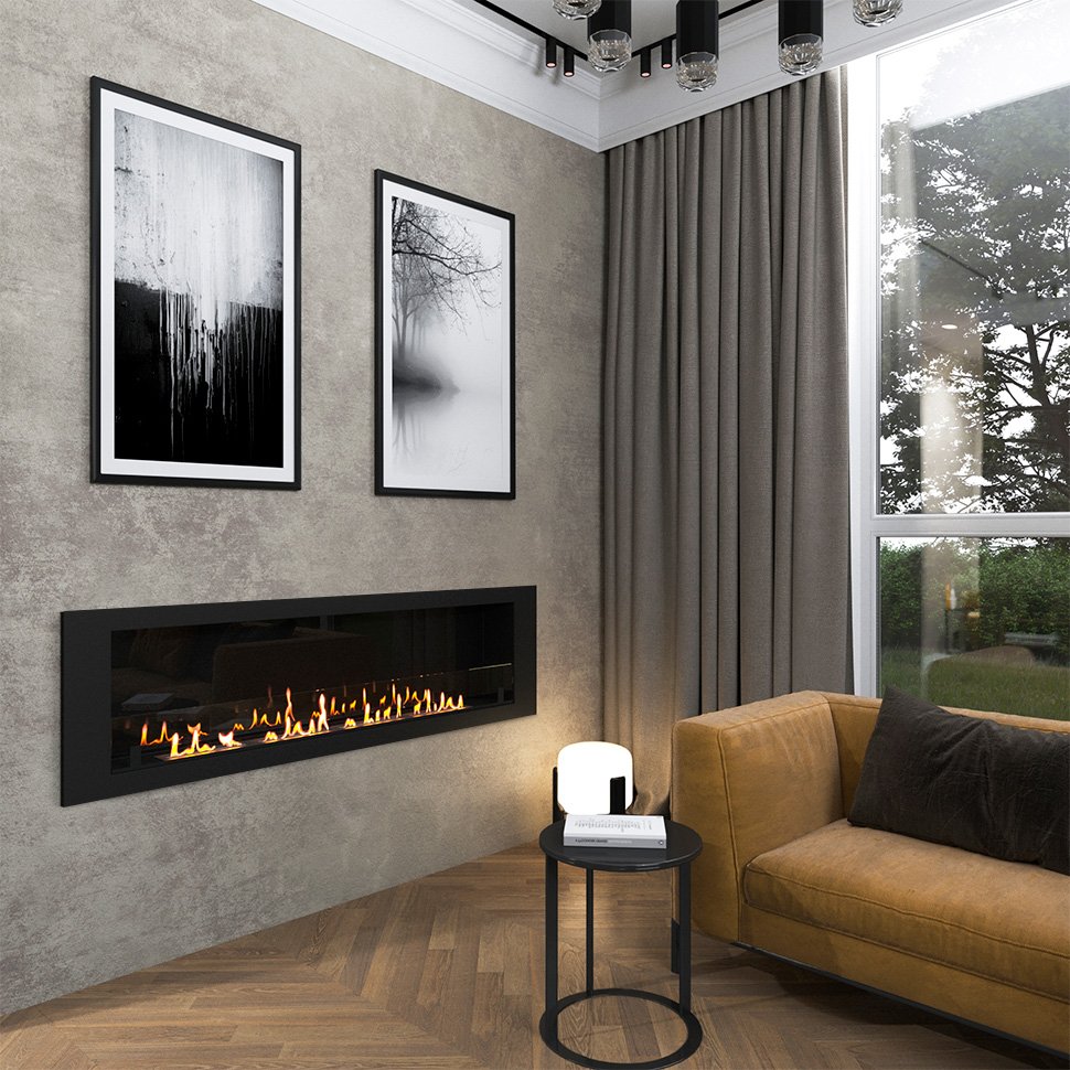 Биокамин встраиваемый SteelHeat LONG 1800 LITE 