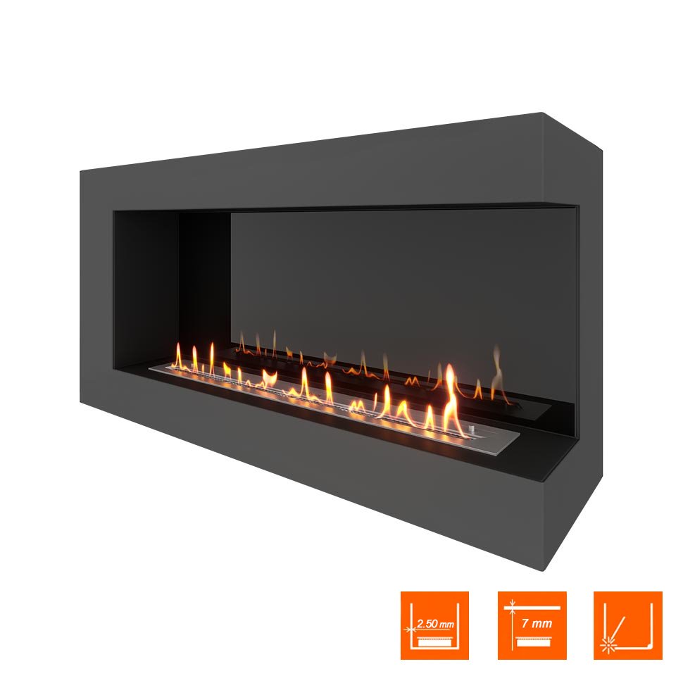 Биокамин угловой SteelHeat GRAND 1200 правый 