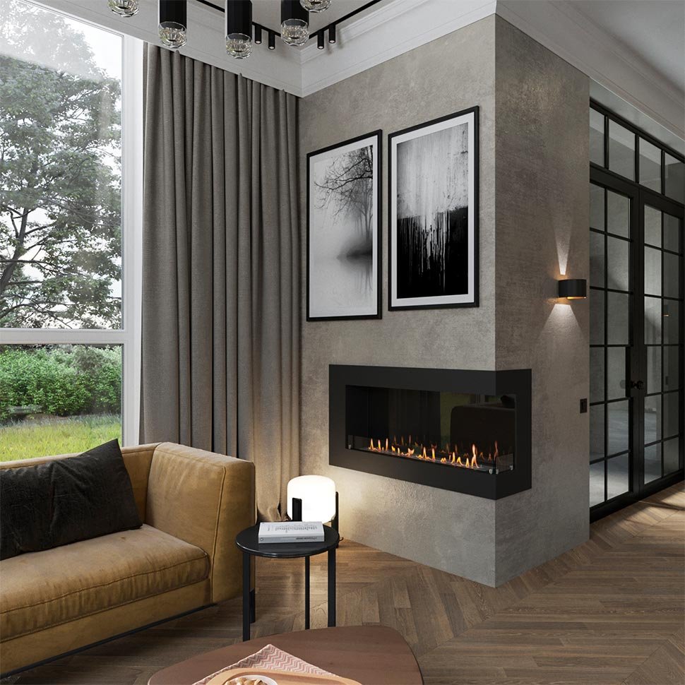 Биокамин угловой SteelHeat GRAND 1200 правый 