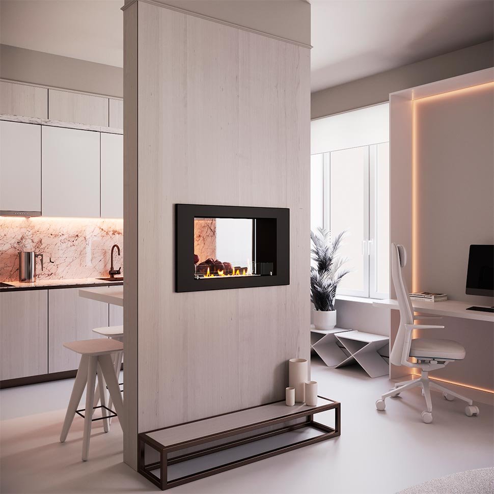 Биокамин сквозной SteelHeat LONG 800 