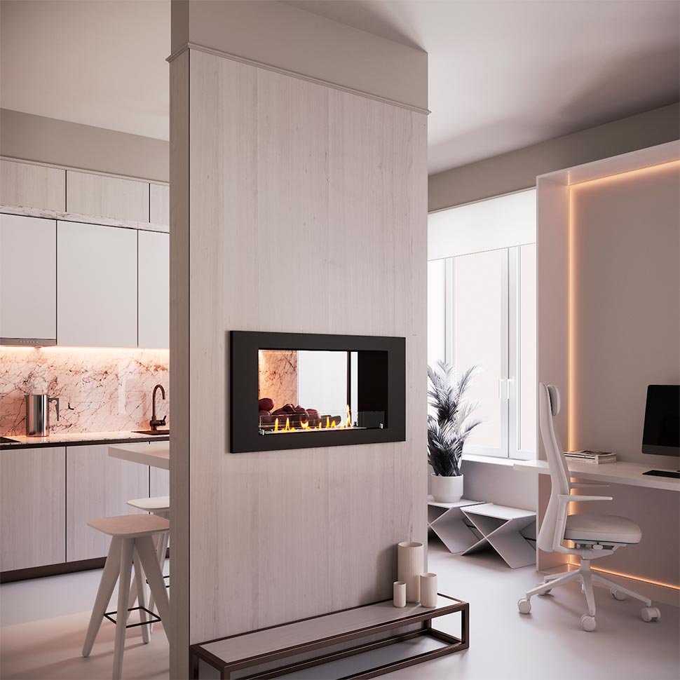 Биокамин сквозной SteelHeat LONG 1000 