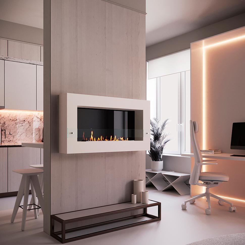 Биокамин SteelHeat WALL GRAND 1200 белый 