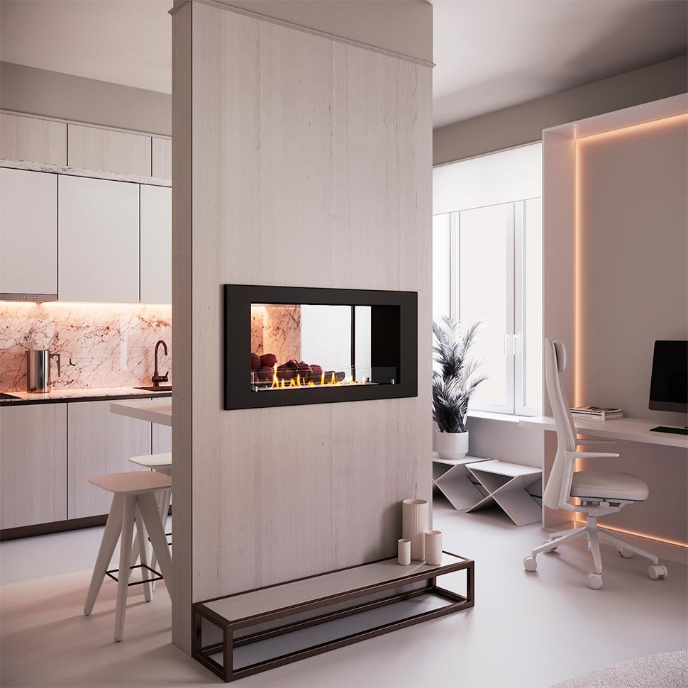 Биокамин сквозной SteelHeat LONG 1100 