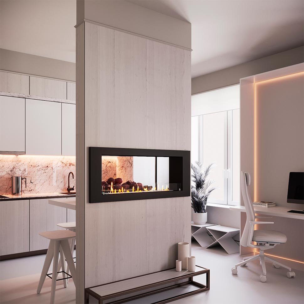 Биокамин сквозной SteelHeat LONG 1300 