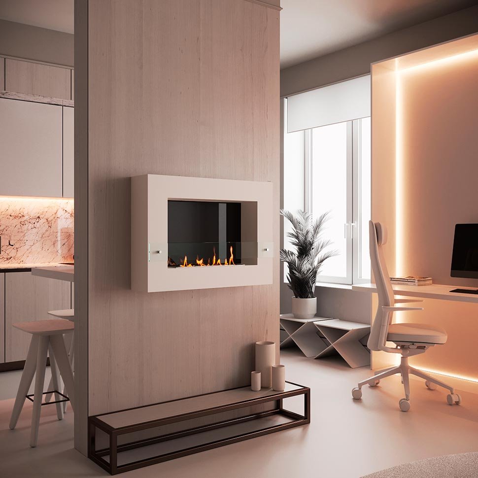 Биокамин SteelHeat WALL GRAND 900 белый 