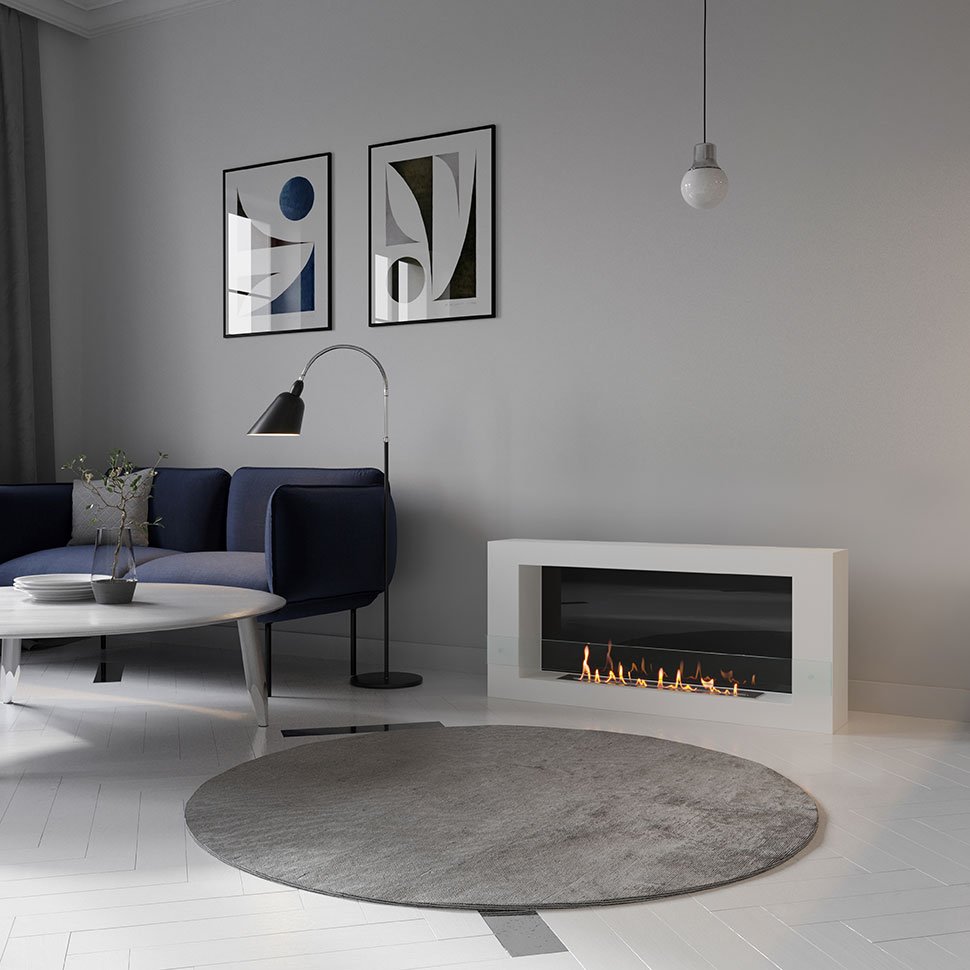 Биокамин SteelHeat WALL LONG 1200 белый 