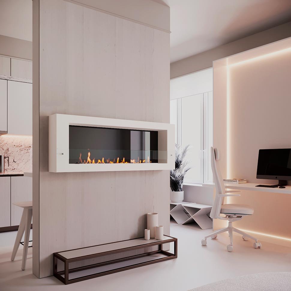 Биокамин SteelHeat WALL LONG 1500 белый 