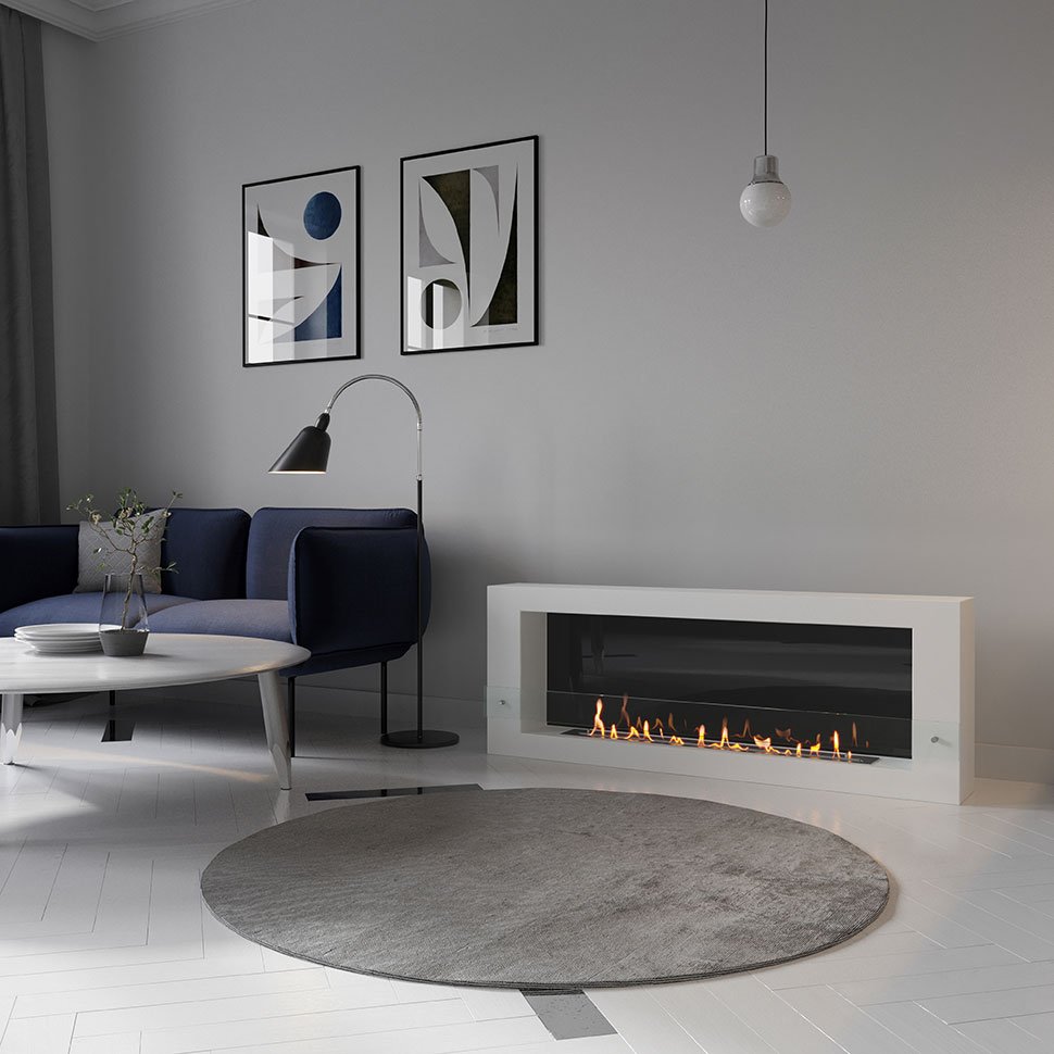 Биокамин SteelHeat WALL LONG 1500 белый 