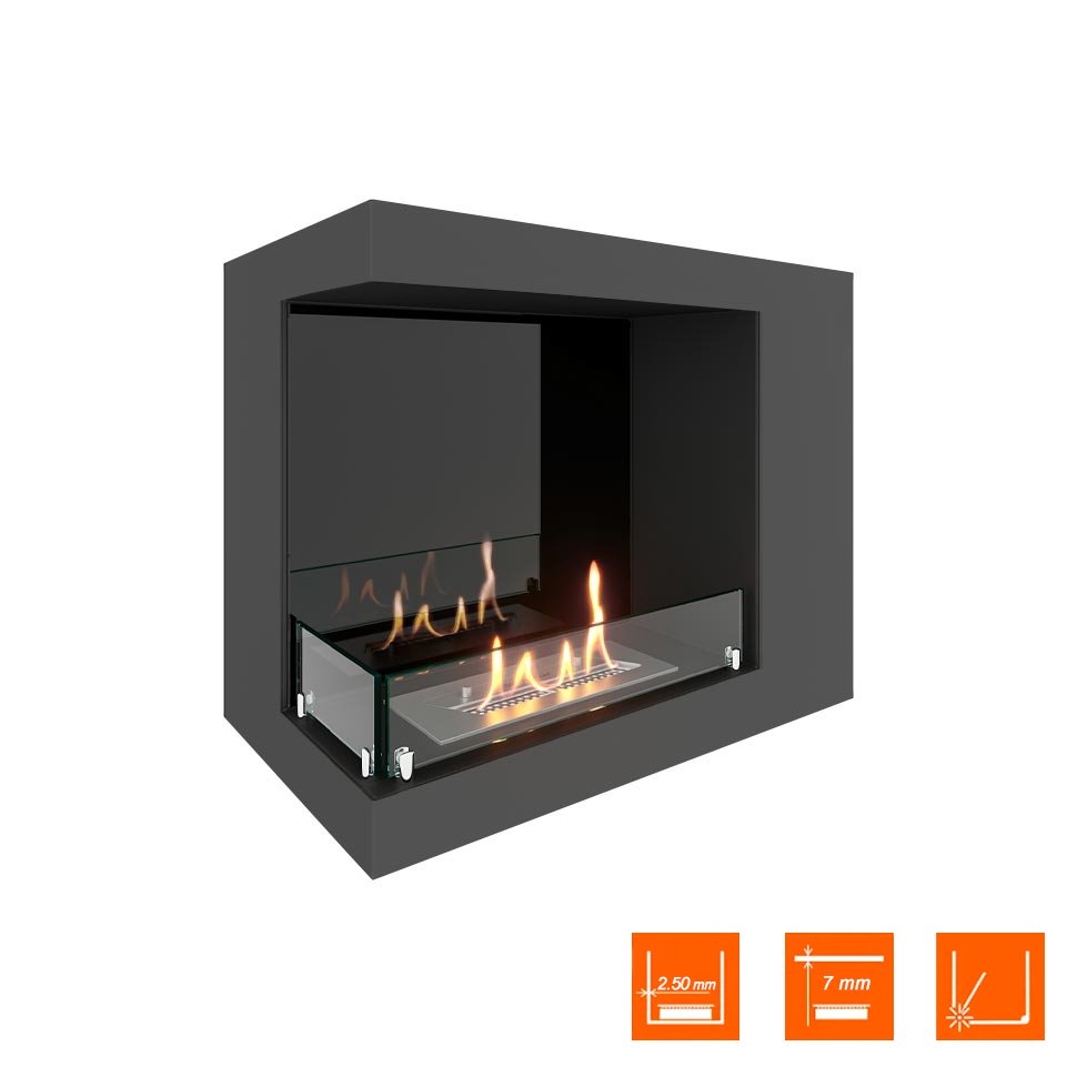 Биокамин угловой SteelHeat LONG 600 левый 