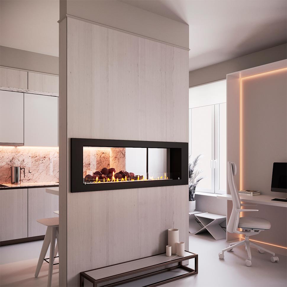 Биокамин сквозной SteelHeat LONG 1600 