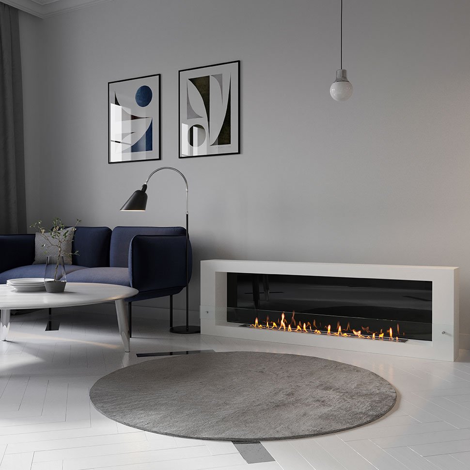 Биокамин SteelHeat WALL LONG 1800 белый 