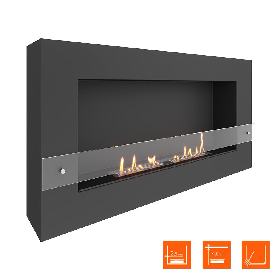 Биокамин SteelHeat WALL GRAND 1200 LITE черный 