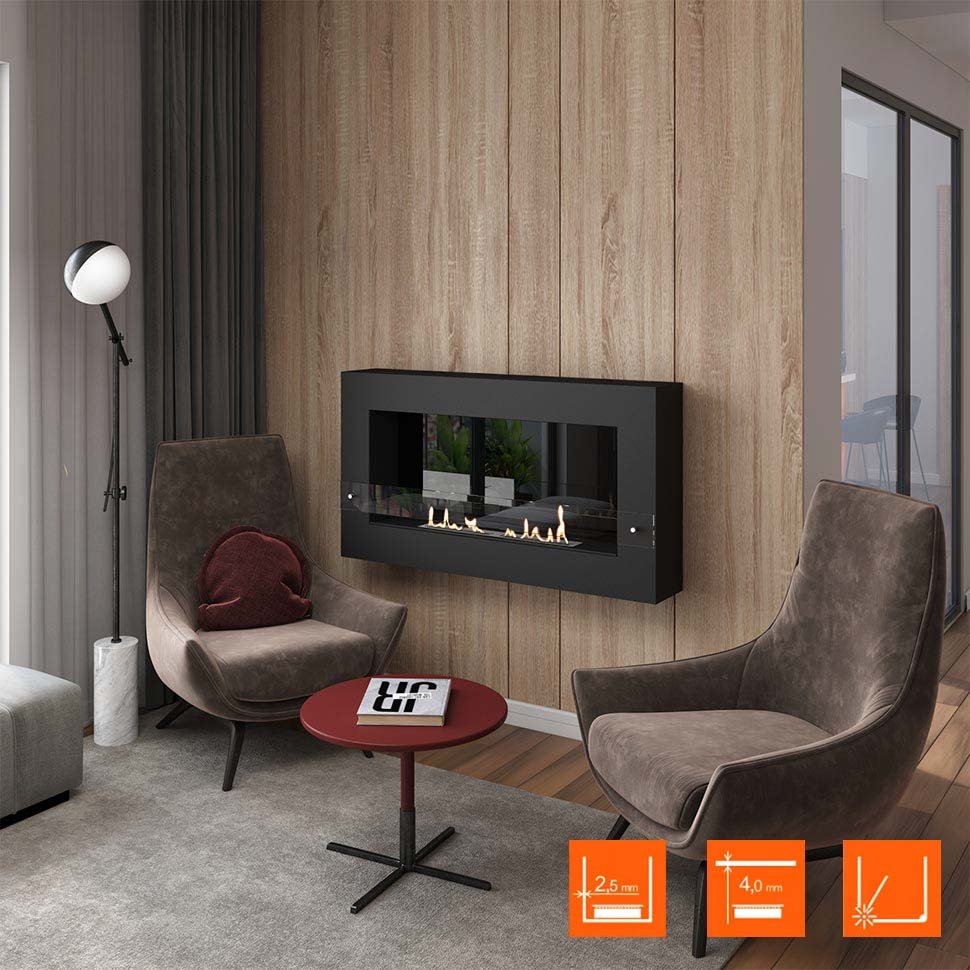 Биокамин SteelHeat WALL GRAND 1200 LITE черный 