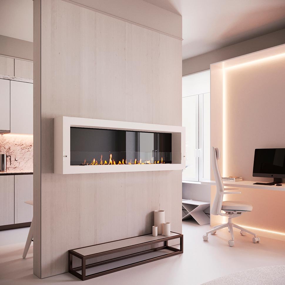 Биокамин SteelHeat WALL ONE 1700 белый 