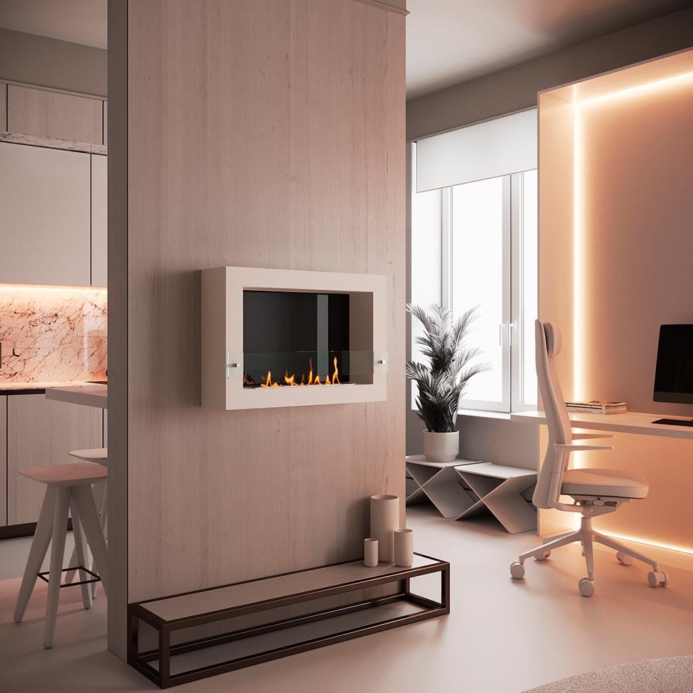 Биокамин SteelHeat WALL ONE 800 белый 