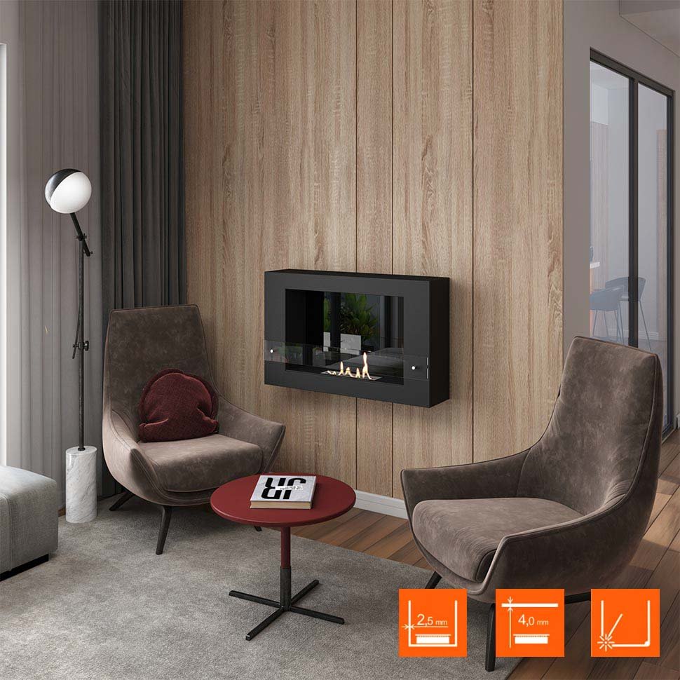 Биокамин SteelHeat WALL LONG 900 LITE черный 