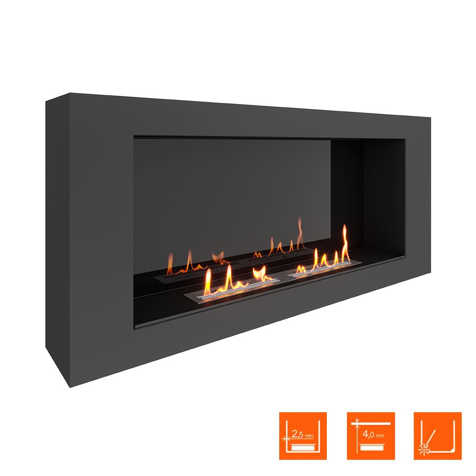 Биокамин SteelHeat WALL LONG 1200 LITE черный 