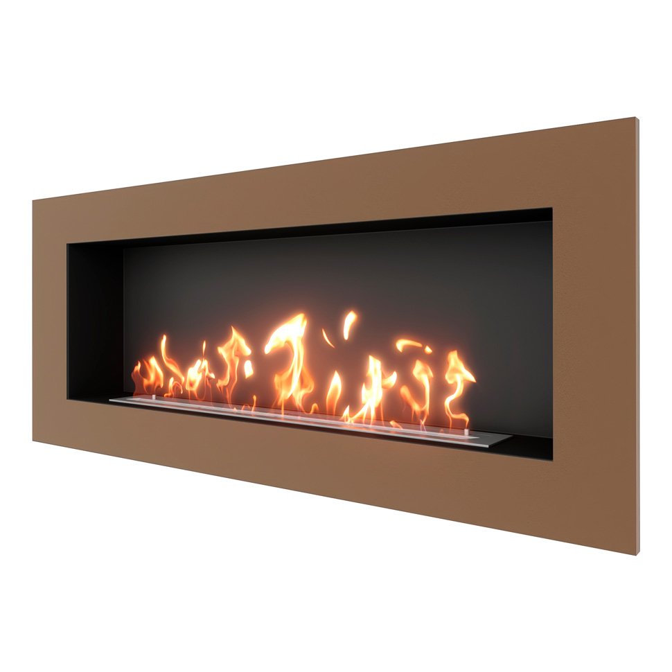 Биокамин встраиваемый SteelHeat GRAND 1500 с рамкой цвет бронза 