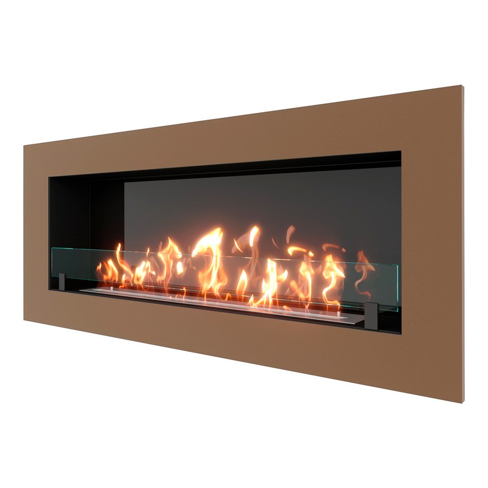 Биокамин встраиваемый SteelHeat GRAND 1500 с рамкой цвет бронза 