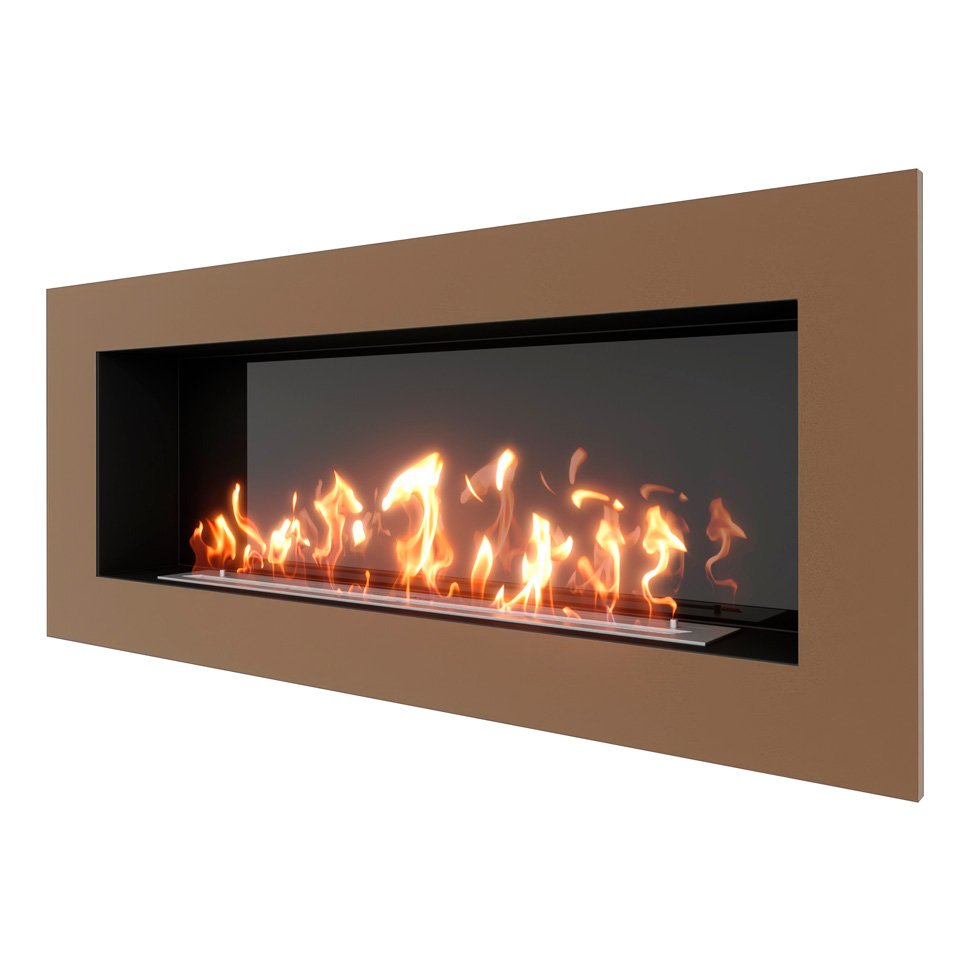 Биокамин встраиваемый SteelHeat GRAND 1500 с рамкой цвет бронза 