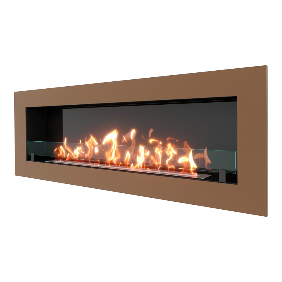 Биокамин встраиваемый SteelHeat GRAND 1800 с рамкой цвет бронза 