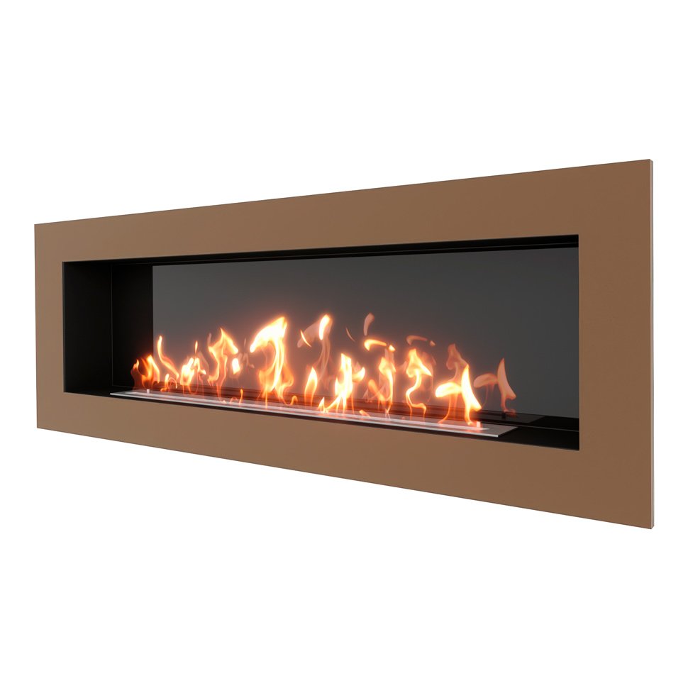 Биокамин встраиваемый SteelHeat GRAND 1800 с рамкой цвет бронза 