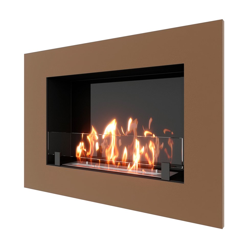 Биокамин встраиваемый SteelHeat GRAND 900 с рамкой цвет бронза 