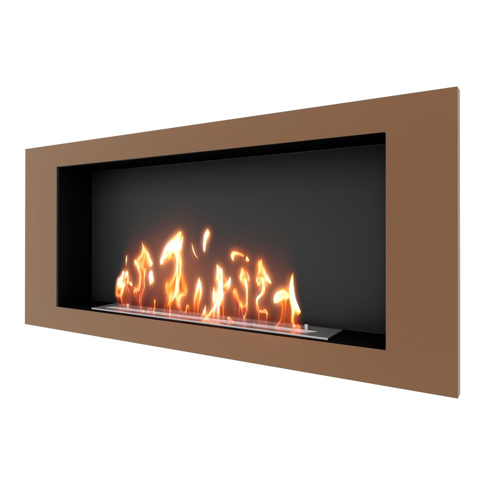 Биокамин встраиваемый SteelHeat LONG 1200 с рамкой цвет бронза 