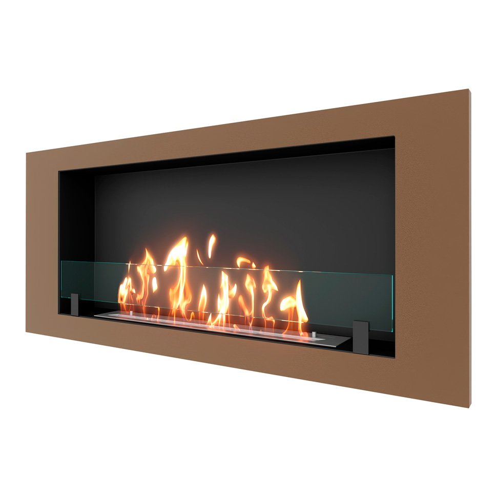Биокамин встраиваемый SteelHeat LONG 1200 с рамкой цвет бронза 