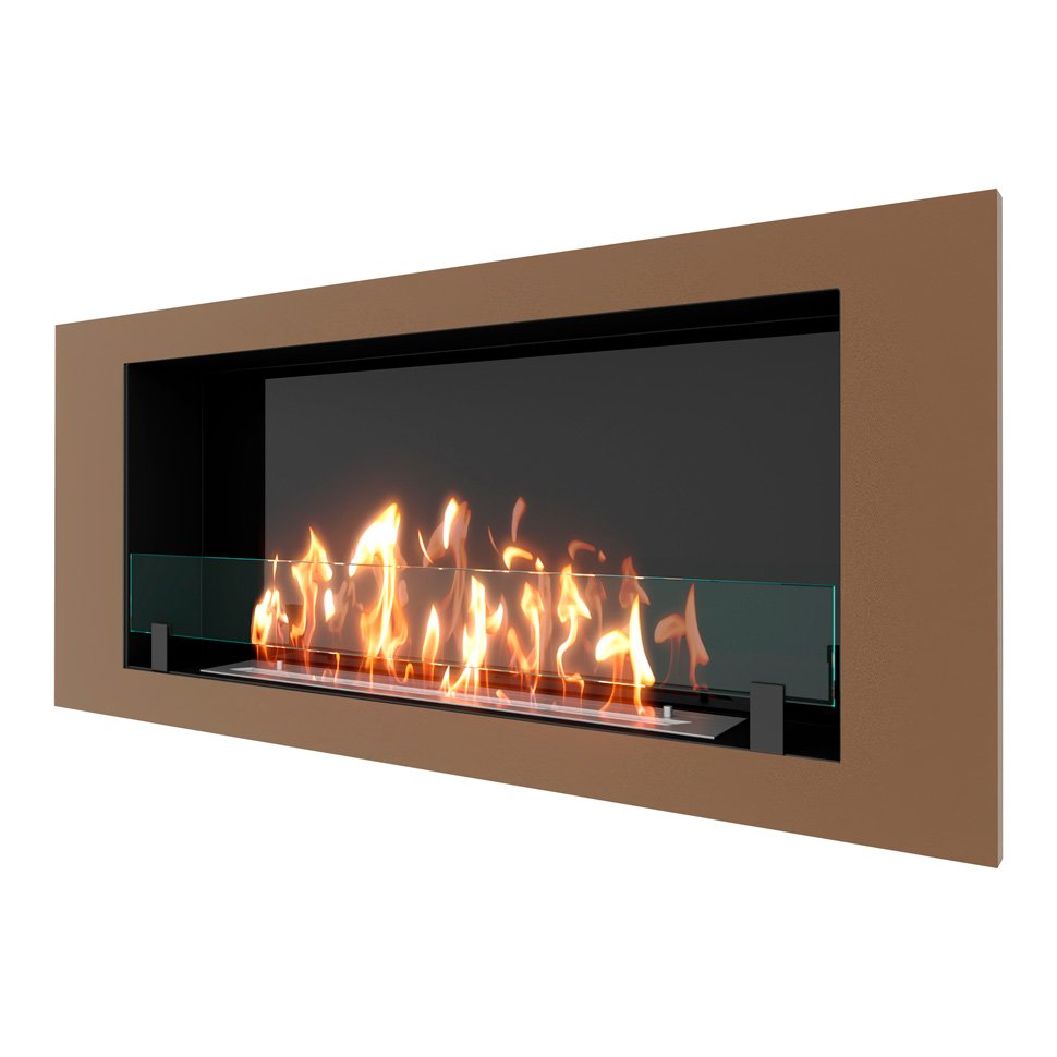 Биокамин встраиваемый SteelHeat LONG 1200 с рамкой цвет бронза 