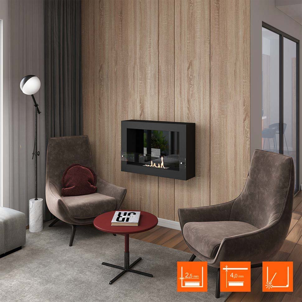 Биокамин SteelHeat WALL ONE 800 LITE черный 